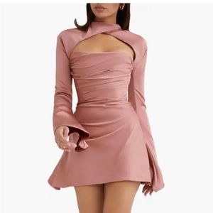 HOUSE OF CB - Toira Long Sleeve Satin Corset Minidress